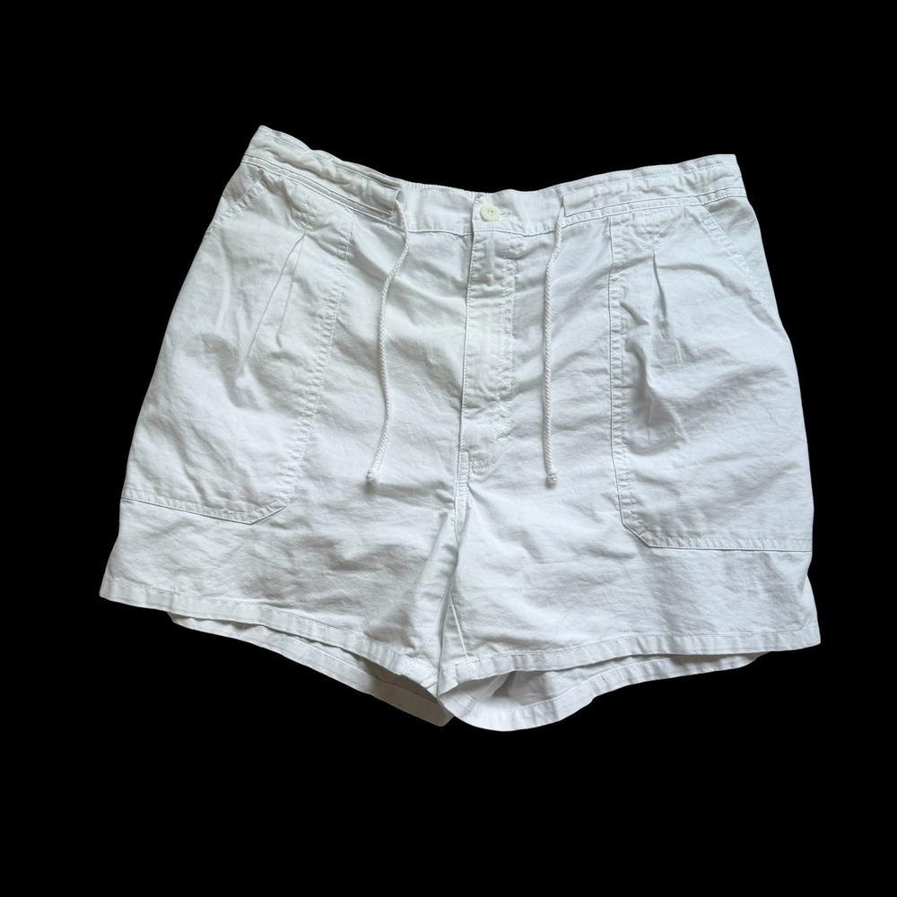 90's St. Johns Bay White Cotton Drawstring Cargo Shorts Sz 40 Summer Casual